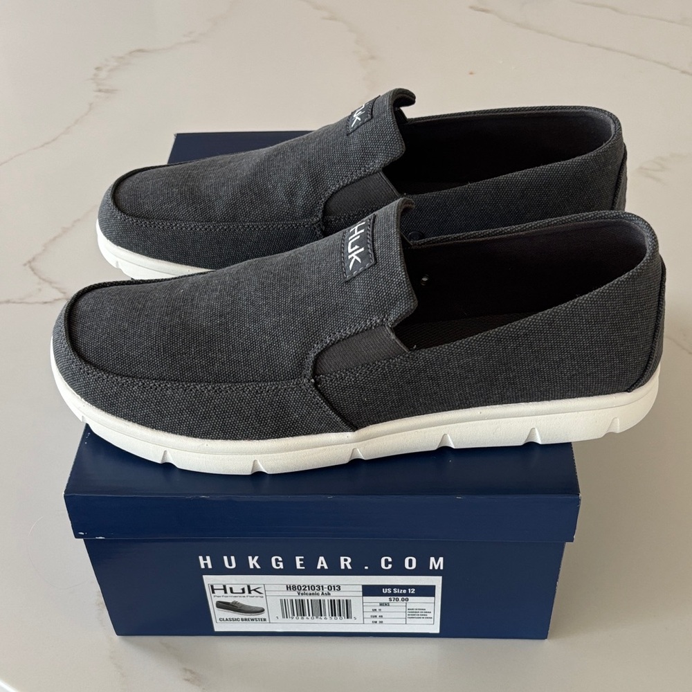 Huk Men's Charcoal Slip-On Loafers